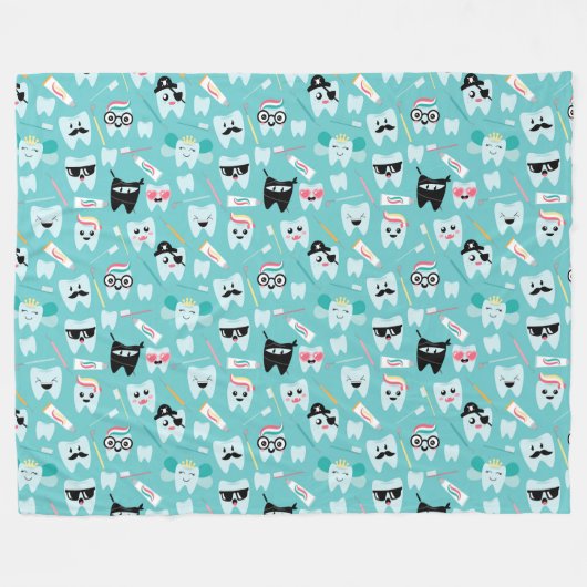 Tooth Pattern Fleece Deken (Voorkant (Horizontaal))