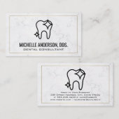 Tooth-pictogram | Achtergrond marmer Visitekaartje (Voorkant / Achterkant)