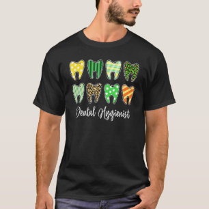 Tooth Teeth Leopard Pset Dental Hygienist St Patr T-shirt