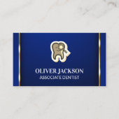 Tooth-vergrootpictogram | Gold Trim Blue Backgroun Visitekaartje (Voorkant)
