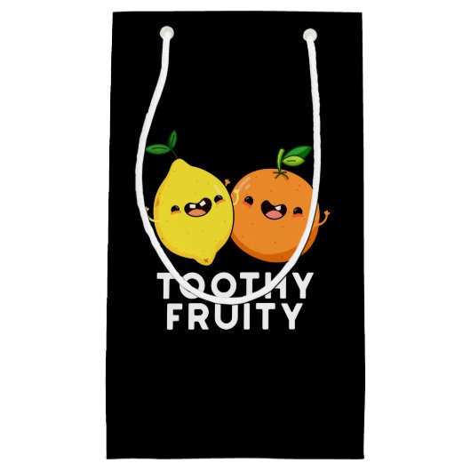 Toothy Fruity Fruit Pun Dark BG Klein Cadeauzakje (Voorkant)