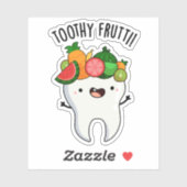 Toothy Fruity Funny Dental Pun Sticker (Vel)