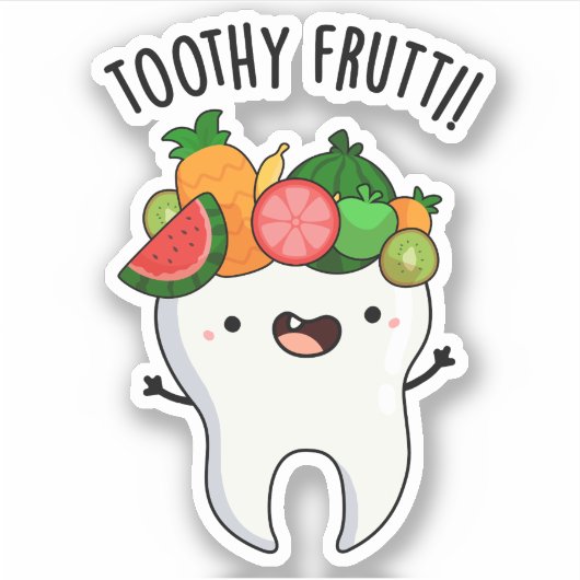 Toothy Fruity Funny Dental Pun Sticker (Voorkant)