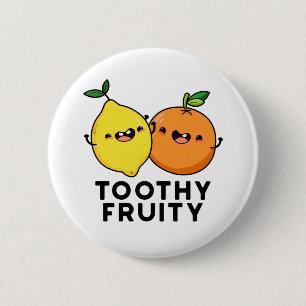 Toothy Fruity Grappig Fruit Pun Ronde Button 5,7 Cm