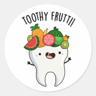 Toothy Fruity Grappige Tandpuns Ronde Sticker