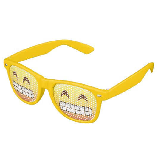 Toothy Grin Emoji Gezicht Glimlach Party Bril Retro Zonnebril (Gekanteld)