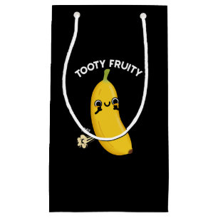 Tooty Fruity Funny Banana Fruit Pun Dark BG Klein Cadeauzakje