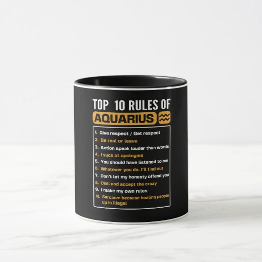 Top 10 van Aquarius, Funny Aquarius 10 Rules Mok (Midden)
