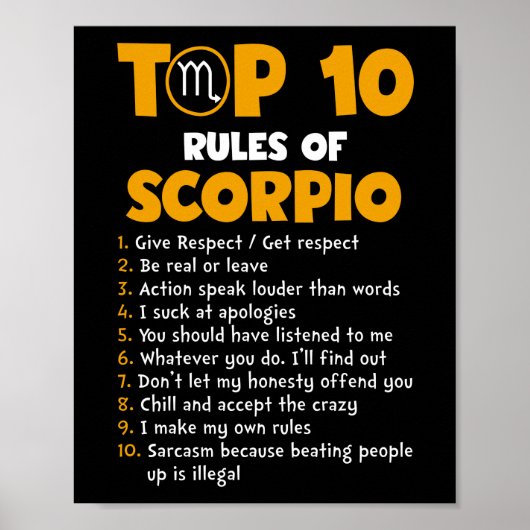 Top 10 van Scorpio Birthday Gifts Poster (Voorkant)