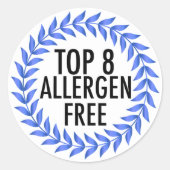 Top 8 Étiquette d'aliments sans allergène (Devant)