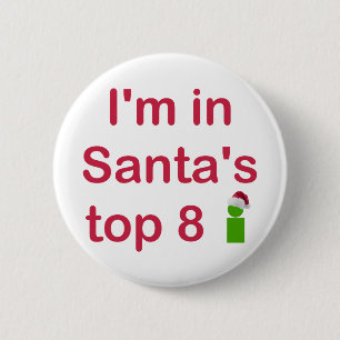 Top 8 van de kerstman ronde button 5,7 cm