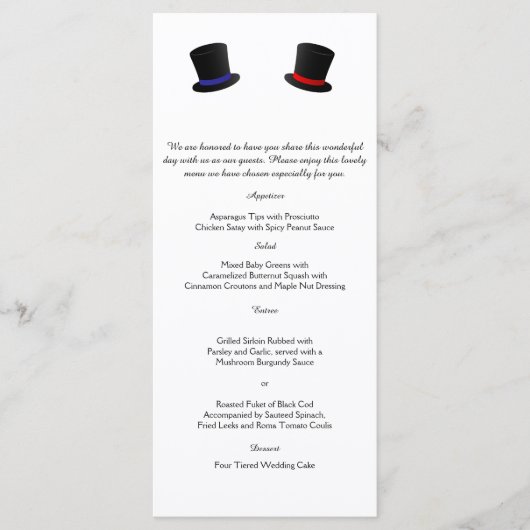 Top Chapeaux et Bow Cravate Gay Mariage Menu (Devant)