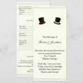 Top Chapeaux et Bow Cravates Gay Wedding Programme (Devant / Derrière)