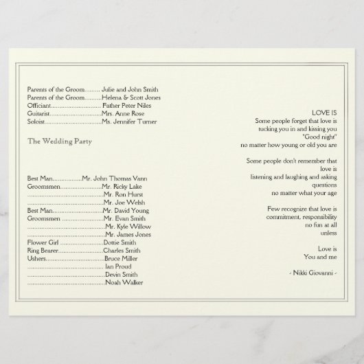 Top Chapeaux et Bow Cravates programme de mariage (Dos)