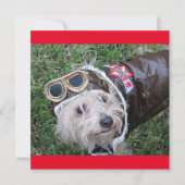 Top Chien en costume d'aviateur Carte de note plat (Devant)