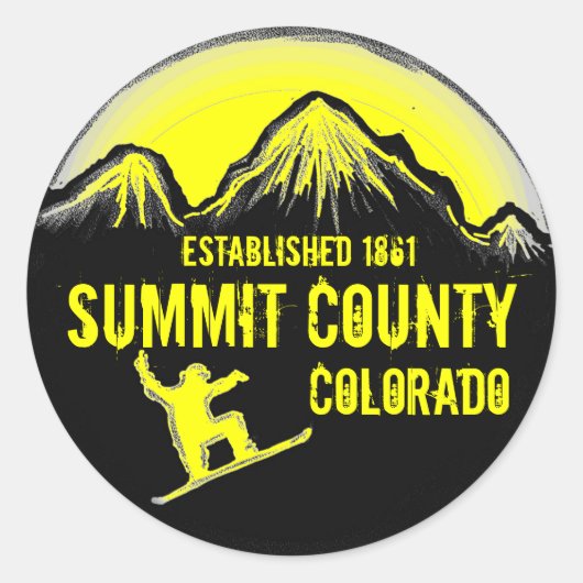 Top County Colorado yellow snowboard stickers (Voorkant)