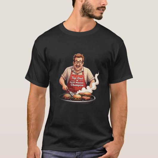 "Top Dad Grill Master Champion" Barbecue Father's T-shirt (Voorkant)