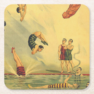 TOP Diving Old School Vierkante Kartonnen Onderzetter