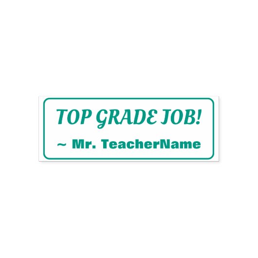 "TOP GRADE JOB!" + Aangepaste onderwijsnaam Zelfinktende Stempel (Design)