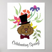 Top Hat Bow Stropdas Spring Flowers Poster (Voorkant)