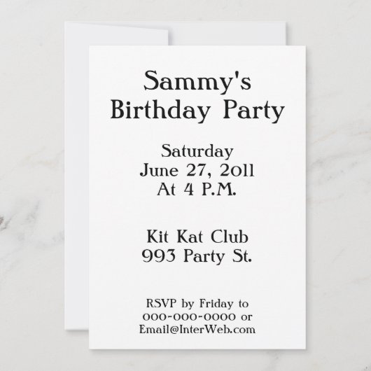 Top Hat Cat Aangepaste Uitnodiging Sjabloon (Achterkant)