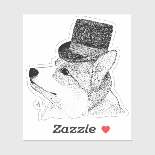 Top Hat Corgi Sticker (Vel)
