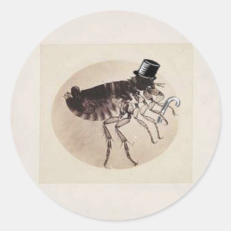 Top Hat en Cane Flea Ronde Sticker