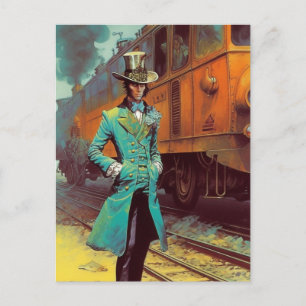  Top Hat Man en de Trein Briefkaart