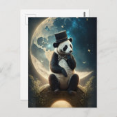 Top Hat Moon Panda Beer Briefkaart (Voorkant / Achterkant)