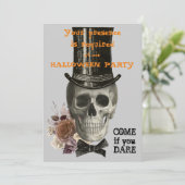 Top Hat Skull Halloween Party Invitation (Debout devant)