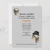 Top Hat Skull Halloween Party Invitation (Dos)