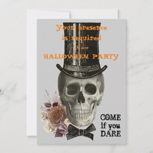 Top Hat Skull Halloween Party Uitnodiging (Voorkant)