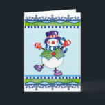 Top Hat Snowman - Carte de voeux<br><div class="desc">Une carte de voeux hivernale de bonhomme de neige dans un chapeau haut de gamme.</div>