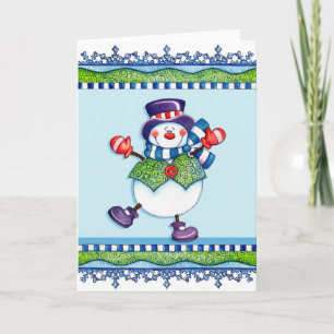 Top Hat Snowman - Wenskaart Feestdagen Kaart