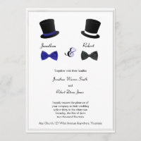 Top Hats and Bow Cravates Blue Gay Faire-part de m