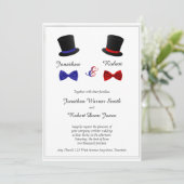 Top Hats and Bow Stropdassen Gay Wedding Invitatio Kaart (Staand voorkant)