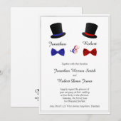 Top Hats and Bow Stropdassen Gay Wedding Invitatio Kaart (Voorkant / Achterkant)