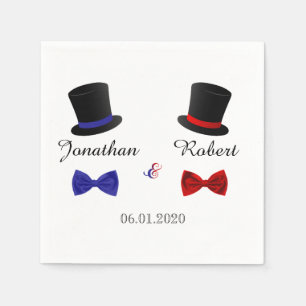 Top Hats en Bow Stropdassen Gay Red Blue Wedding S Servet