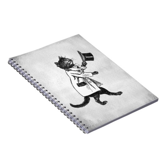 Top Hoed Kat Kunst Faux Canvas Notitieboek (Rechterzijde)