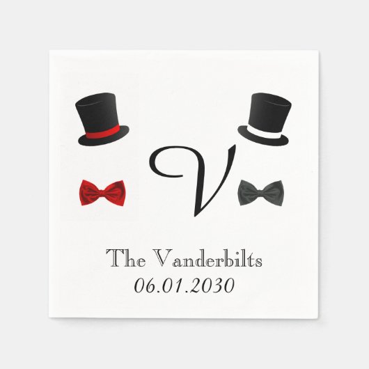 Top hoeden en boog Stropdassen Gay Monogram bruilo Servetten (Voorkant)