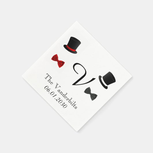 Top hoeden en boog Stropdassen Gay Monogram bruilo Servetten (Hoek)