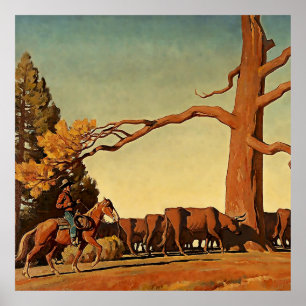 “Top of the Ridge” Westerse kunst van Maynard Dixo Poster