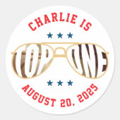 Top One Fighter Pilot Theme Eerste Verjaardag Ronde Sticker (Voorkant)