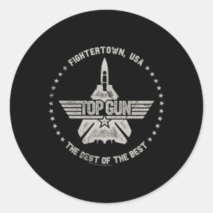 Top Pistool Fightertown USA Circle Ronde Sticker