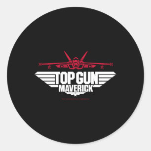 Top Pistool Maverick Fighter Jet Ronde Sticker