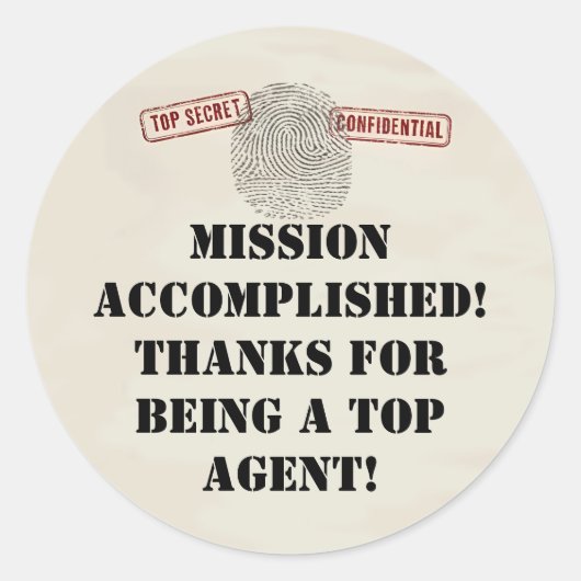 Top Secret Spy Mission Kinder Partij Ronde Sticker (Voorkant)