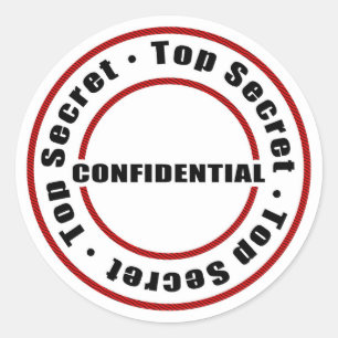 Top Secret Vertrouwelijk Rood Zwart Wit Ronde Sticker