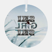 TOP Ski Girl Ski Glas Ornament (Achterkant)