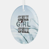 TOP Ski Girl Ski Glas Ornament (Voorkant links)