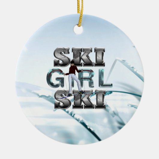TOP Ski Girl Ski Keramisch Ornament (Voorkant)